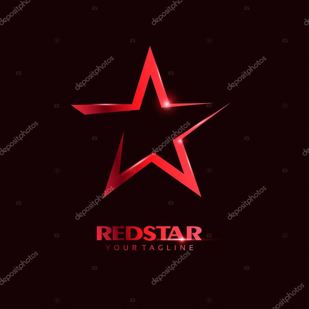 Red Star Logo template with red Light in elegant style. You can use for Club and Leader logo Vector Illustration.