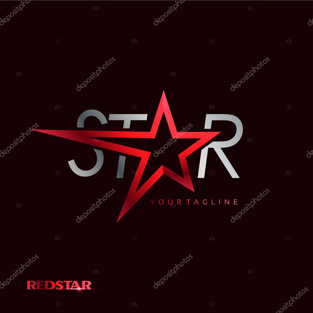 Red Star Logo template with red Light in elegant style. You can use for Club and Leader logo Vector Illustration.