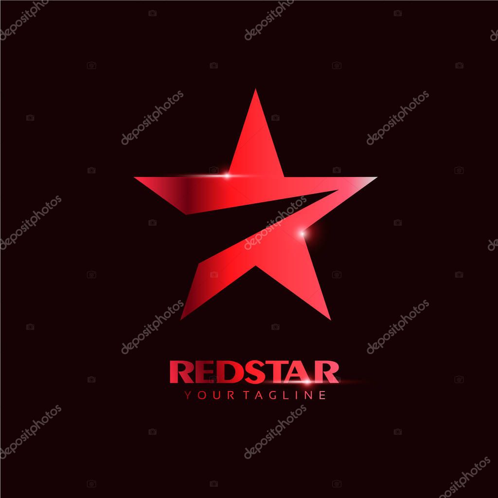 Red Star Logo template with red Light in elegant style. You can use for Club and Leader logo Vector Illustration.