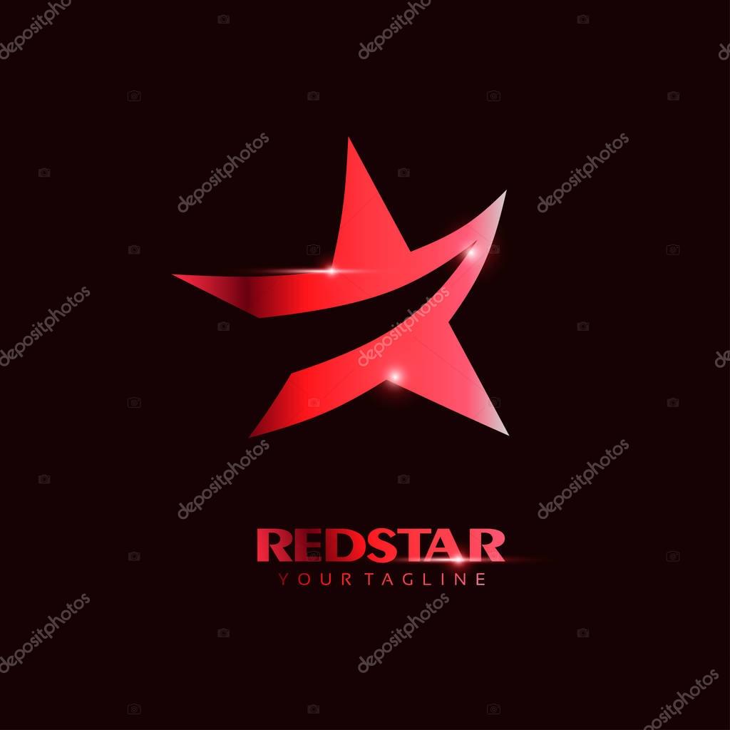 Red Star Logo template with red Light in elegant style. You can use for Club and Leader logo Vector Illustration.