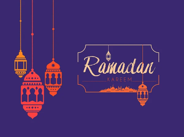 Tarjeta de felicitación Ramadhan Kareem — Vector de stock