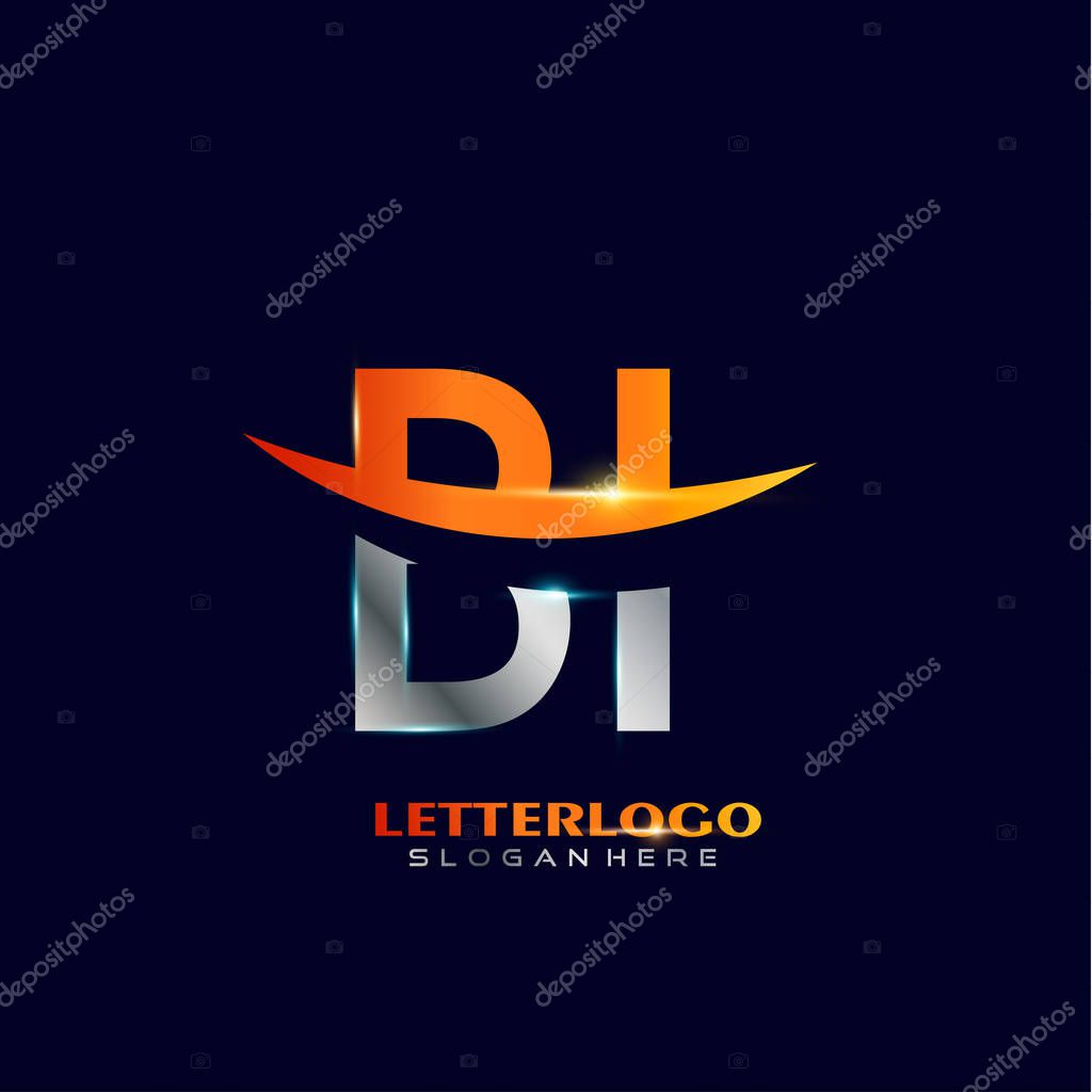 BI graphic Letter logo on black background, vector illustration
