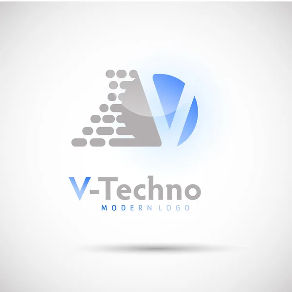 V-Techno logo şablonu — Stok Vektör