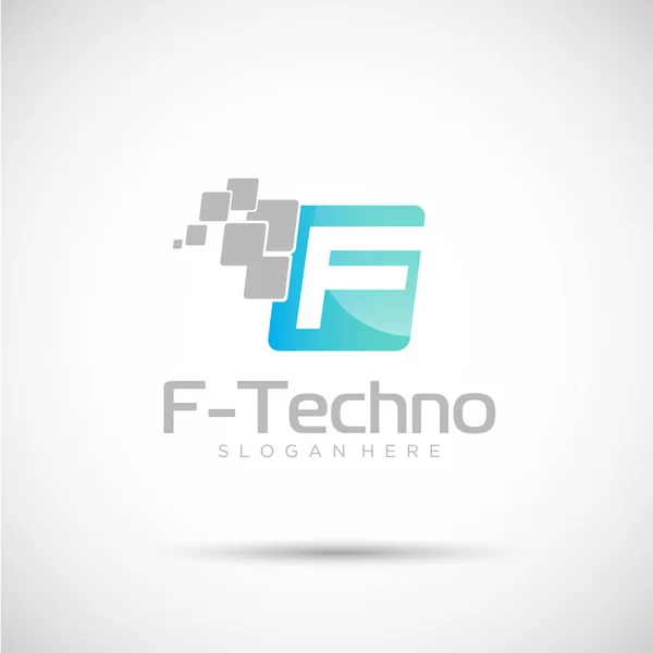 F-Techno logó sablon — Stock Vector