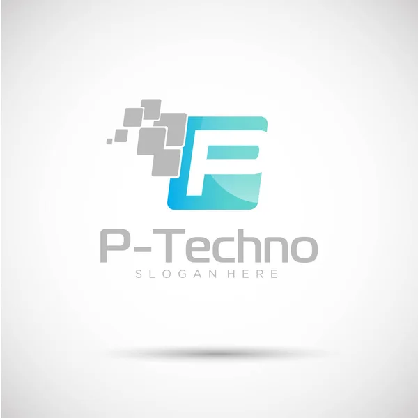 Plantilla de logotipo de P-Techno — Vector de stock