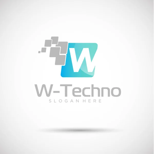 Templat logo W-Techno - Stok Vektor