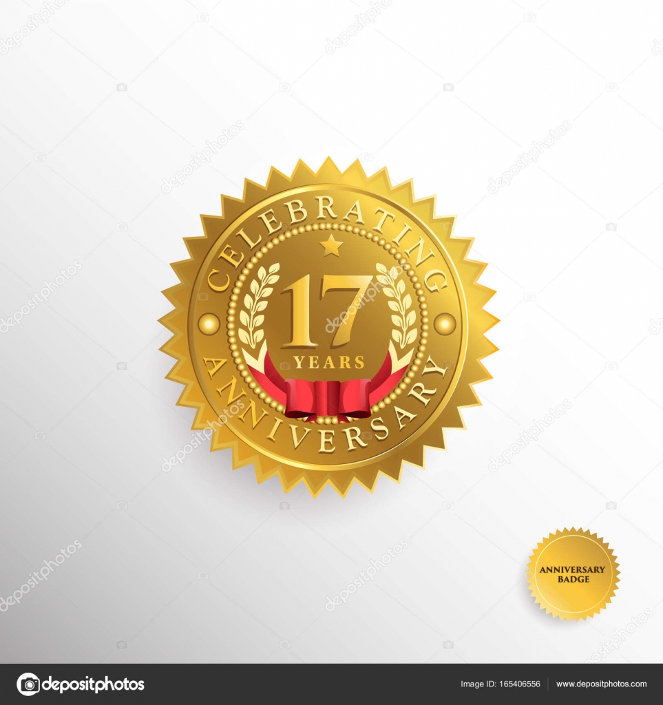 17 Jahre goldenes Abzeichen — Stockvektor © yugra 165406556
