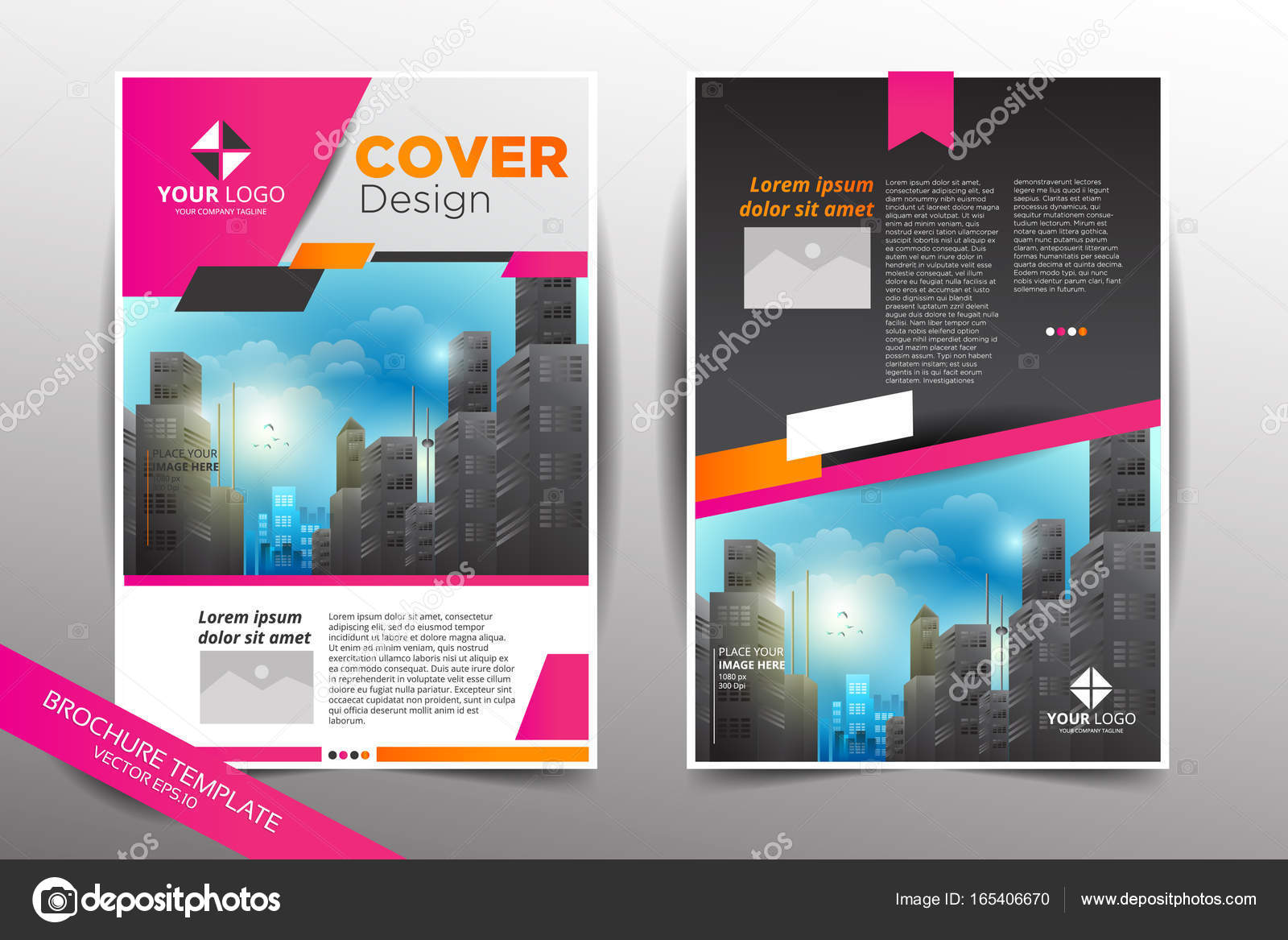 Pamphlet design template with city background Stock Vector Image by ©yugra  #165406670