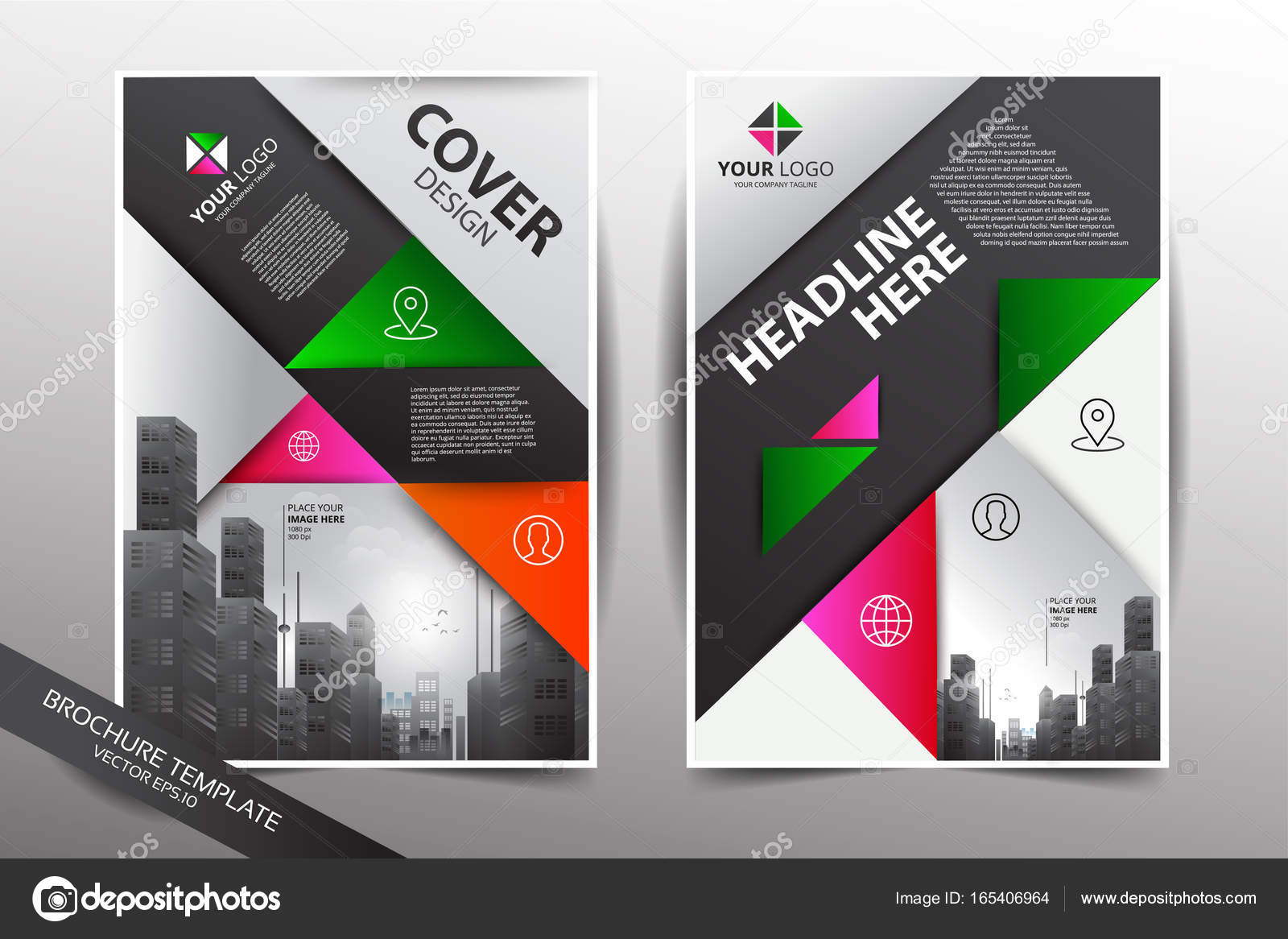 Pamphlet design template with city background Stock Vector Image by ©yugra  #165406964