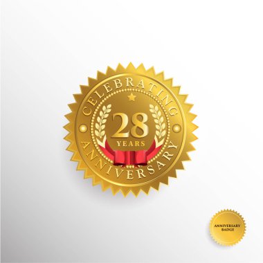 28 yıl yıldönümü altın rozet logosu
