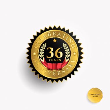 36 yıl yıldönümü altın rozet logosu