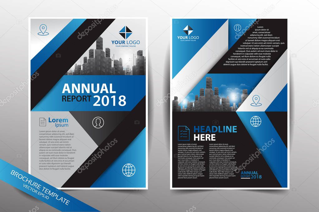 Pamphlet design template with city background