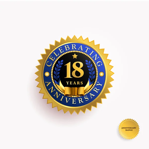 Golden badge λογότυπος της επετείου — Διανυσματικό Αρχείο