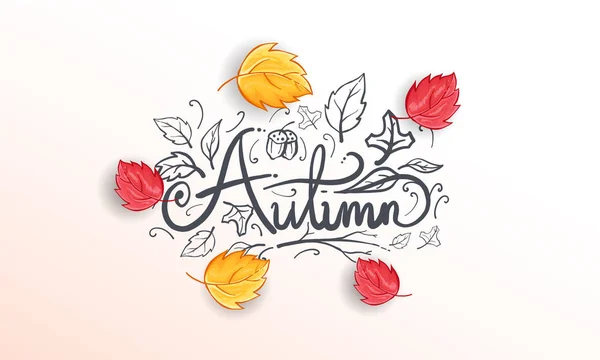 Hand getrokken herfst kalligrafie — Stockvector