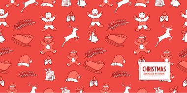 elle çizilmiş seamless yılbaşı modeli