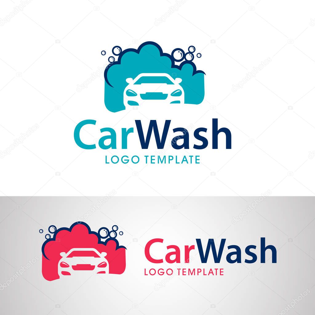 Car wash logo design. Car icon with Foam. Vector Illustration