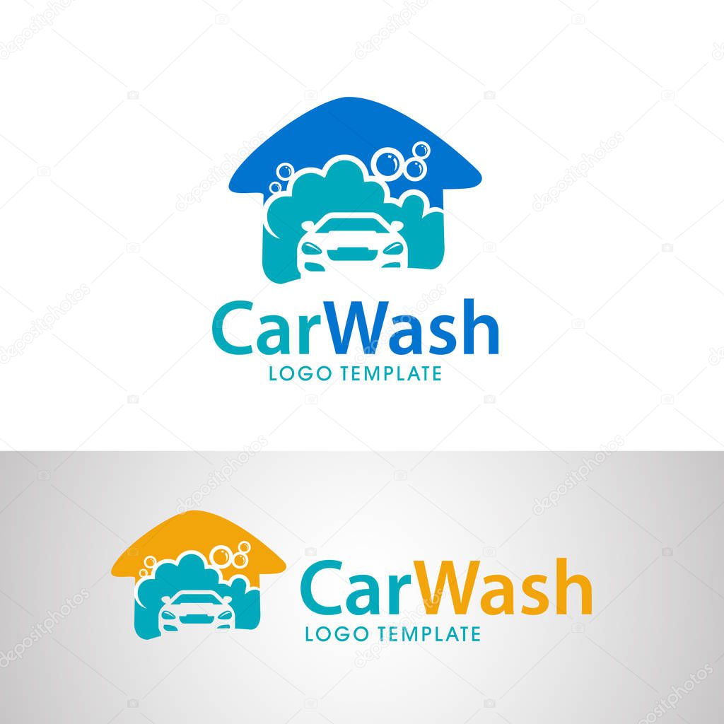 Car wash logo design. Car icon with Foam. Vector Illustration