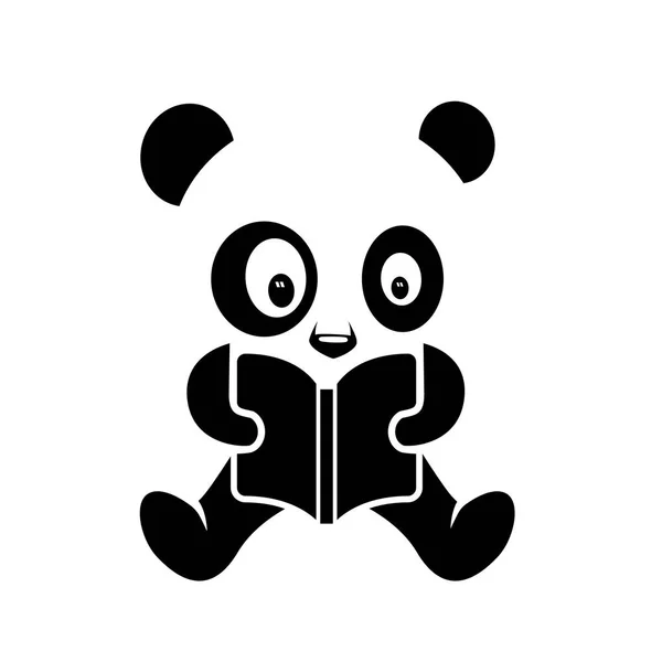 Panda Reading Book Vector Illustration — Stock Vector