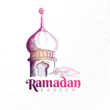 Handdrawn Ramazan kartı, vektör çizim