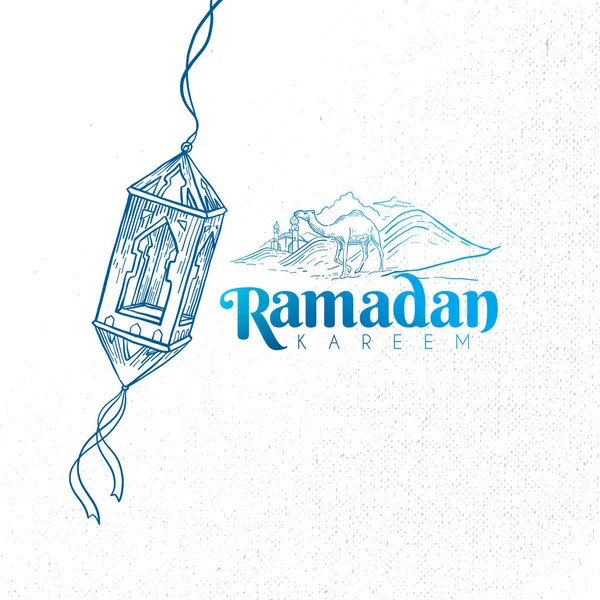 Handgetekende Ramadan Kaart Vectorillustratie — Stockvector