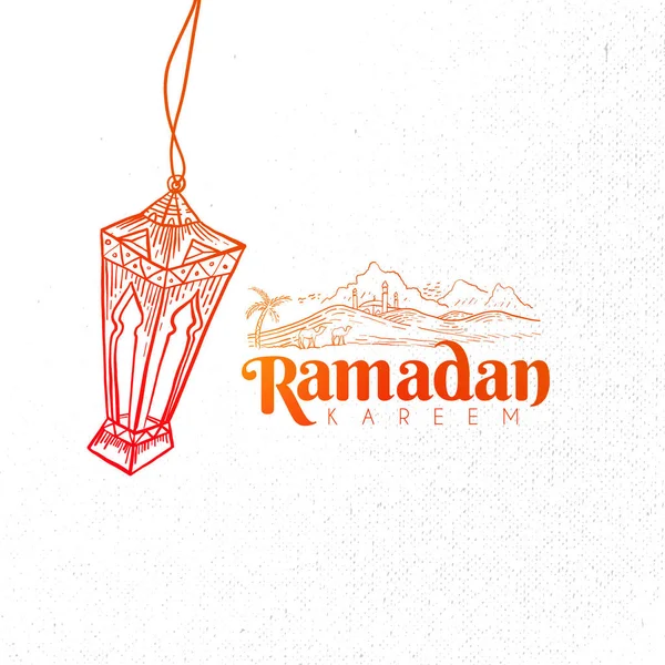 Handdrawn Ramazan Kartı Vektör Çizim — Stok Vektör