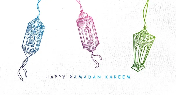 Cartão Ramadã desenhado à mão — Vetor de Stock