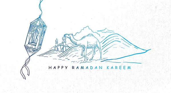 Cartão Ramadã desenhado à mão — Vetor de Stock