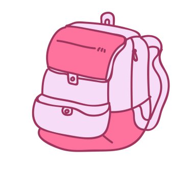 Pembe Okul Çantası Doodle Çizimi