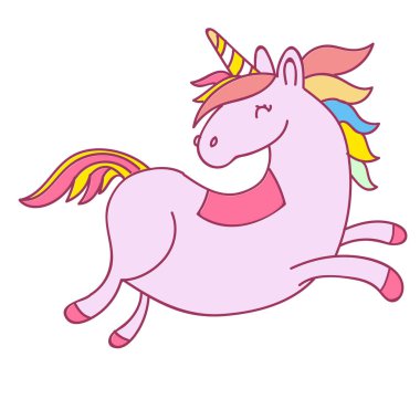 Gülen Yüzlü Şirin Tekboynuz Doodle Çizimi