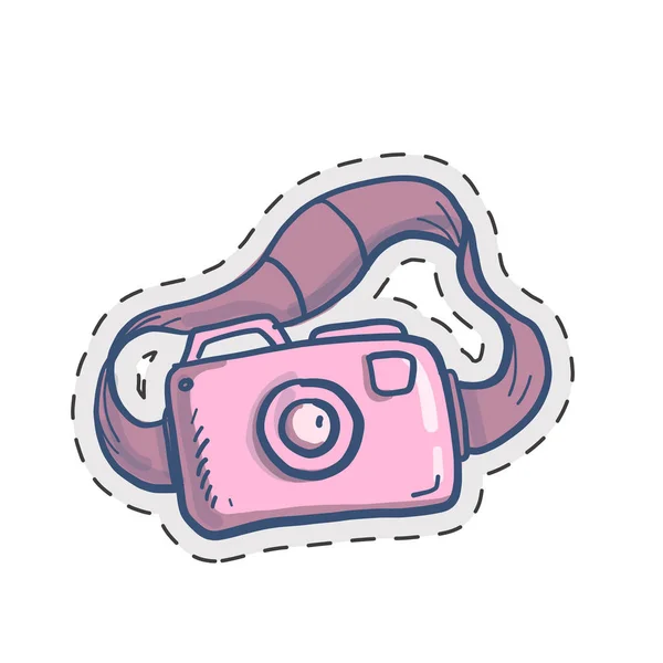 Cute Camera Doodle Illustration — Stock vektor