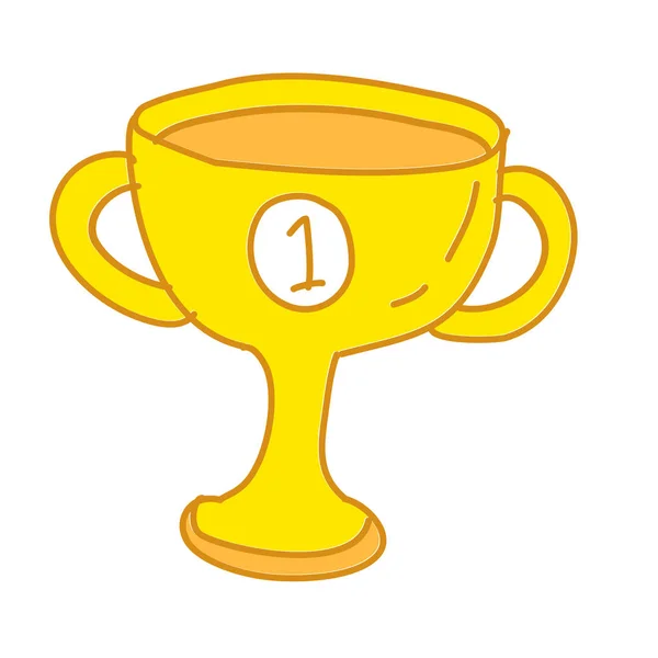 Winner, doodle, cup, illustration, vector, sketch, trophy, compe — 스톡 벡터