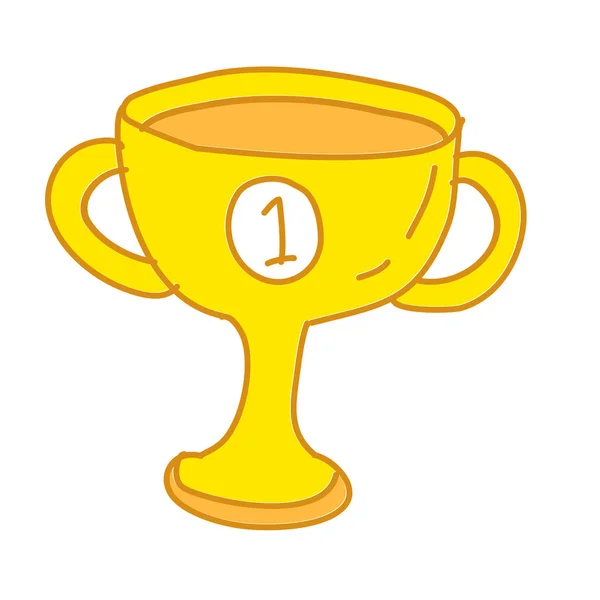 Ganador, garabato, taza, ilustración, vector, boceto, trofeo, compe — Vector de stock