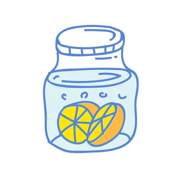 Infuzovaná voda s citrónem Doodle Illustration — Stockový vektor