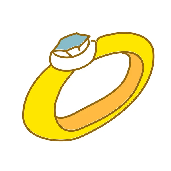Anel de casamento desenhado à mão com diamante Doodle Ilustração —  Vetores de Stock
