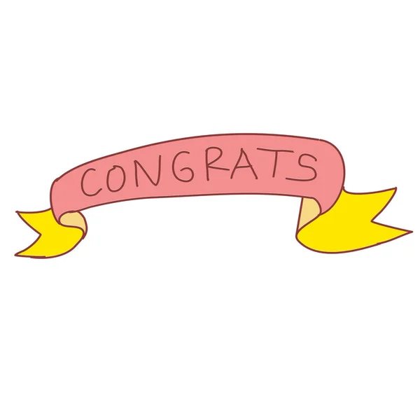 Ribbon Doodle with Congrats Text — 스톡 벡터