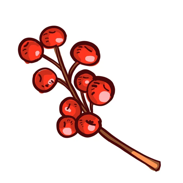 Natal Cherry Doodle Vector —  Vetores de Stock