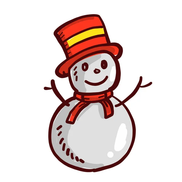 Śnieżna lalka Doodle wektor — Wektor stockowy
