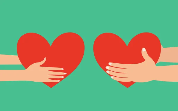 Чоловічі та жіночі руки дарують серце — стоковий вектор