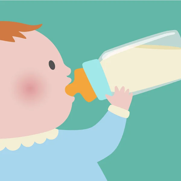 Bebé bebiendo leche del biberón — Vector de stock