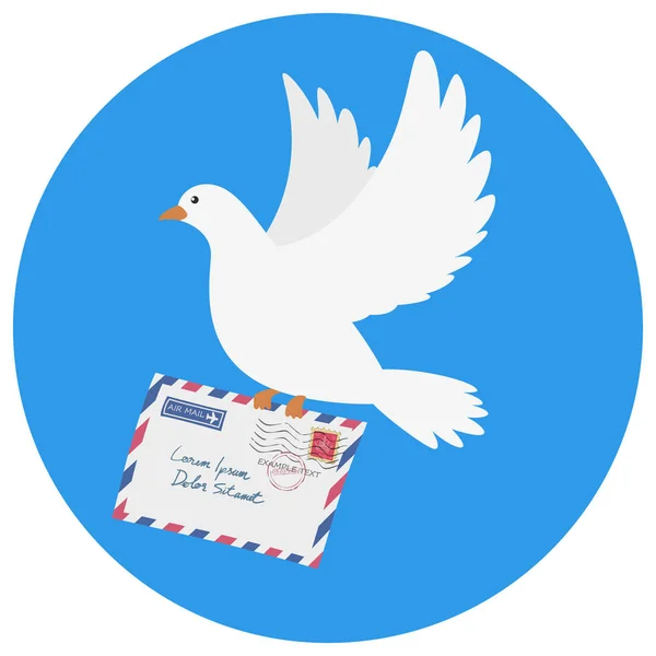 Dove uitvoering een envelop — Stockvector