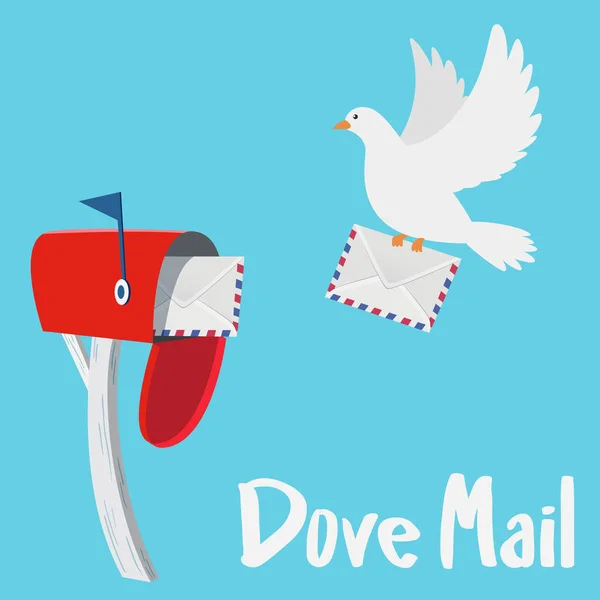 Dove sending a letter to a red mail box — Stock Vector