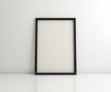 Siyah çerçeve beyaz yerde 3d render