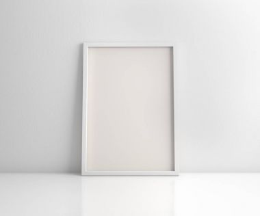 3d render beyaz zemin üzerinde beyaz bir çerçeve