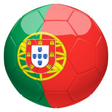 Bayrak 3d render Portekiz futbol futbol topu