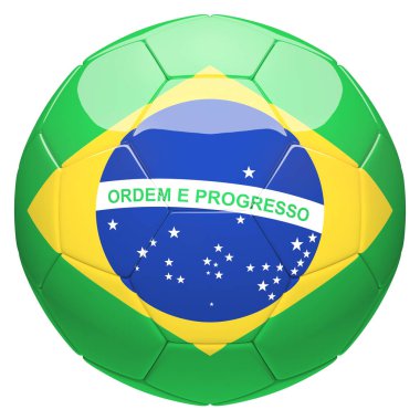 Futbol futbol Brezilya bayrağı 3d render