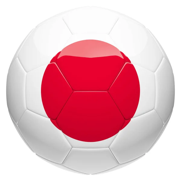 Sepak bola sepak bola dengan bendera Jepang 3d rendering — Stok Foto