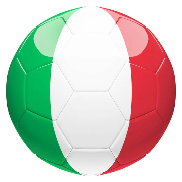 Sepak bola sepak bola dengan bendera Italia 3d rendering — Stok Foto