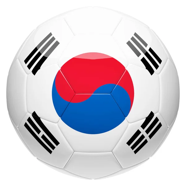 Futebol futebol com bandeira da Coreia do Sul 3d renderização — Fotografia de Stock