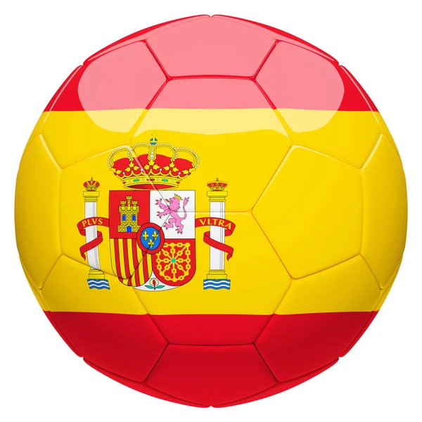 足球与西班牙国旗 3d 渲染 — 图库照片