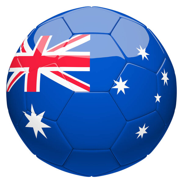 Soccer football with Australia flag 3d rendering